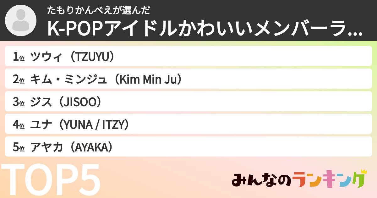 たもりかんべえさんの「K-POPアイドルかわいいメンバーランキング」