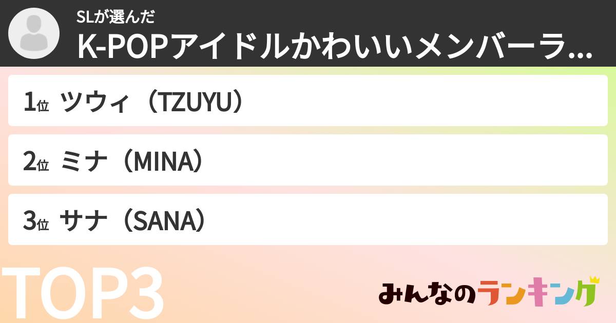 SLさんの「K-POPアイドルかわいいメンバーランキング」
