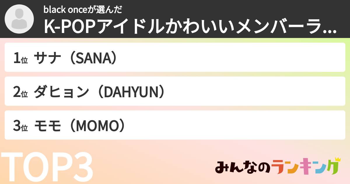 black onceさんの「K-POPアイドルかわいいメンバーランキング」