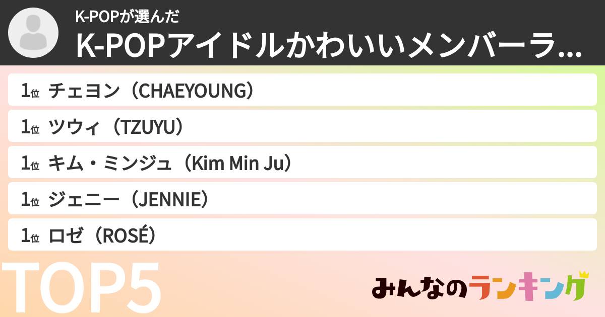 K-POPさんの「K-POPアイドルかわいいメンバーランキング」