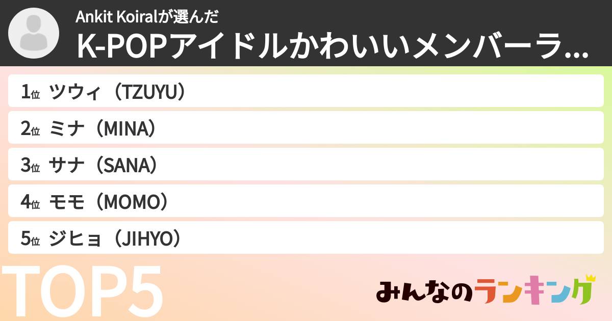 Ankit Koiralさんの「K-POPアイドルかわいいメンバーランキング」