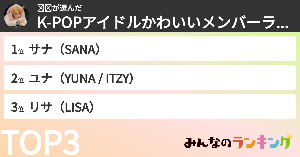 𝒩𝒥さんの「K-POPアイドルかわいいメンバーランキング」
