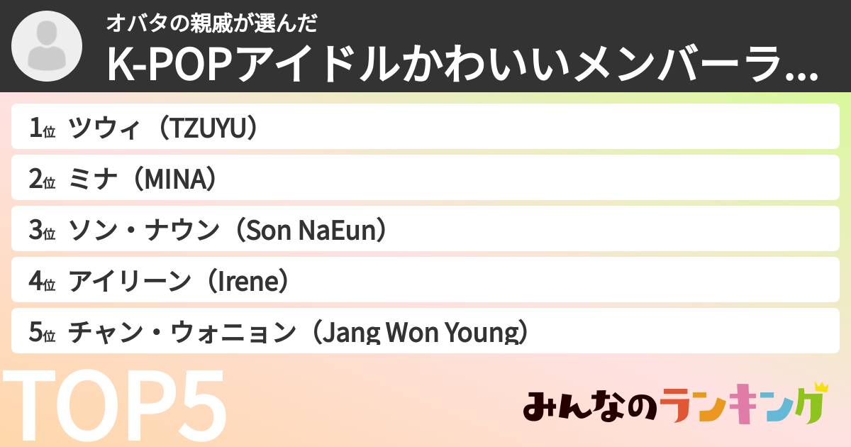 オバタの親戚さんの「K-POPアイドルかわいいメンバーランキング」