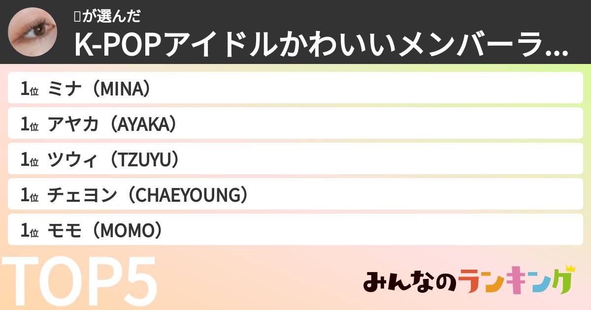 ❣️さんの「K-POPアイドルかわいいメンバーランキング」