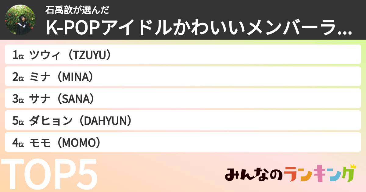 石禹歆さんの「K-POPアイドルかわいいメンバーランキング」
