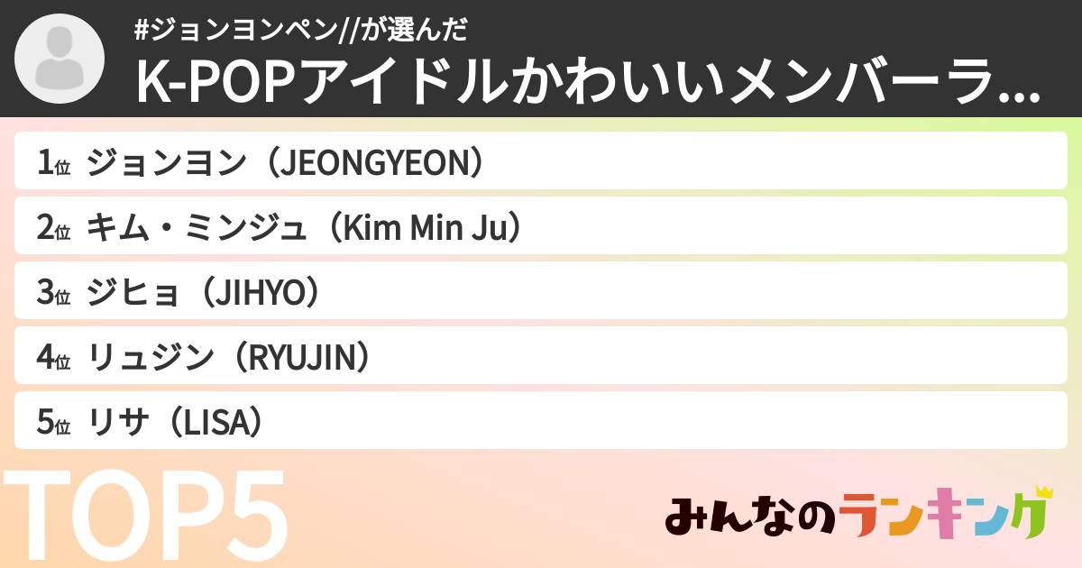 #ジョンヨンペン//さんの「K-POPアイドルかわいいメンバーランキング」
