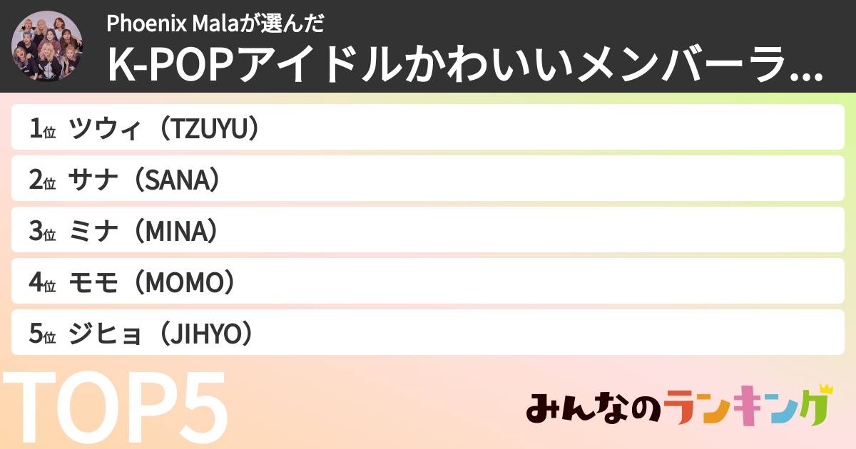 Phoenix Malaさんの「K-POPアイドルかわいいメンバーランキング」