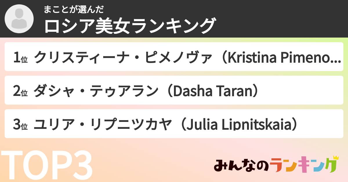 まことさんの「ロシア美女ランキング」