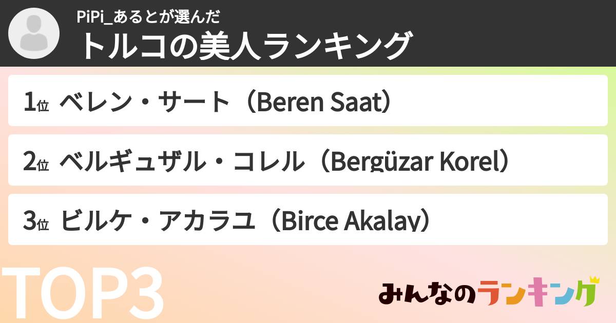 PiPi_あるとさんの「トルコの美人ランキング」