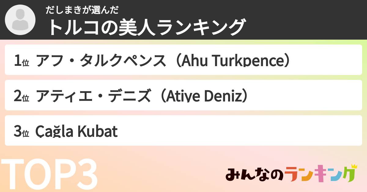 だしまきさんの「トルコの美人ランキング」