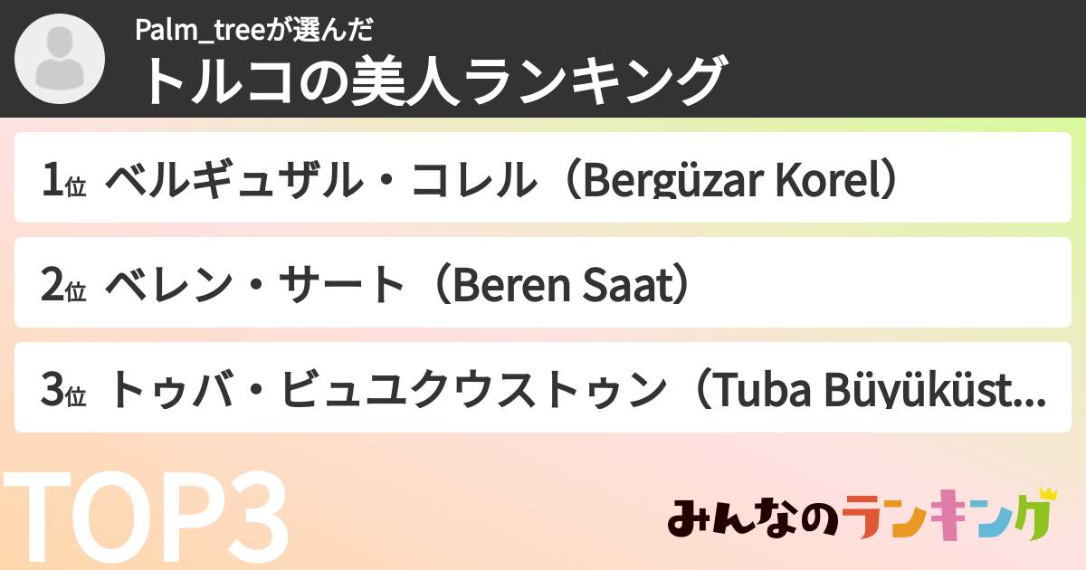 Palm_treeさんの「トルコの美人ランキング」