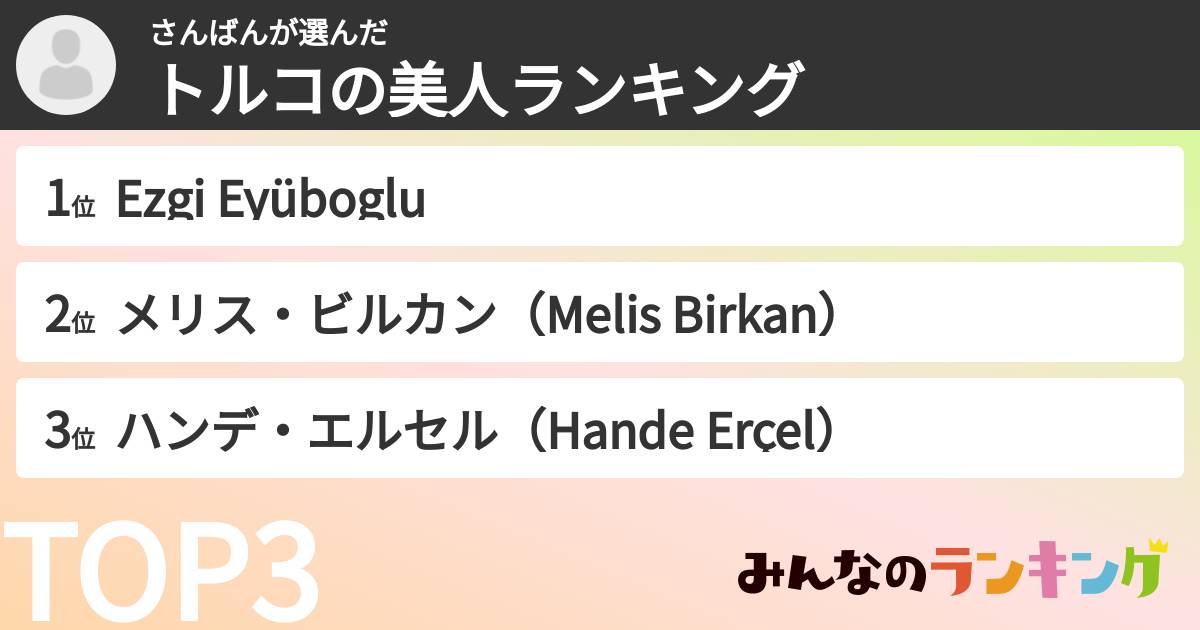 さんばんさんの「トルコの美人ランキング」