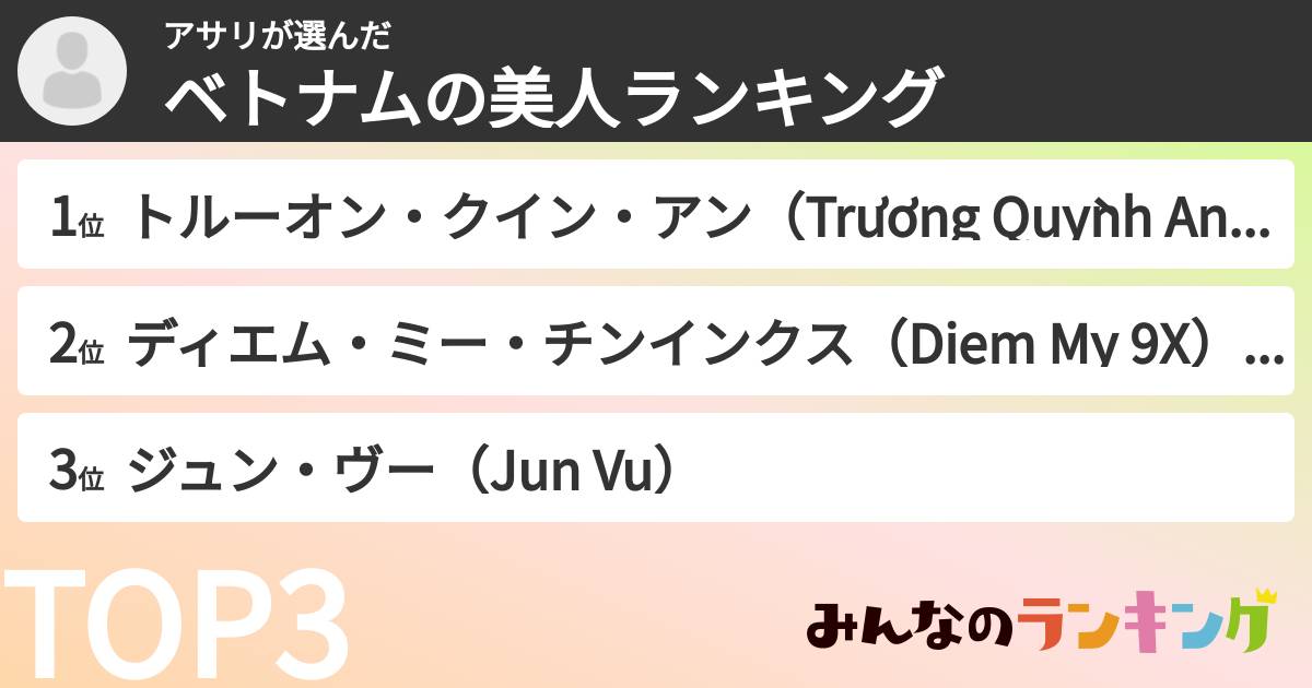 アサリさんの「ベトナムの美人ランキング」