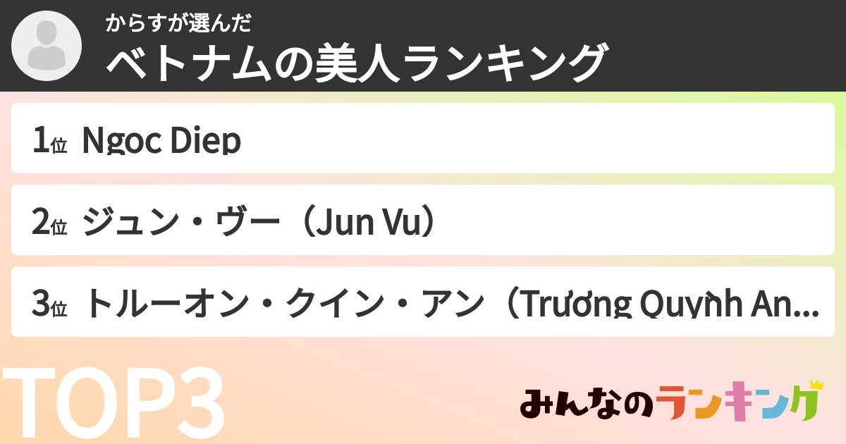 からすさんの「ベトナムの美人ランキング」