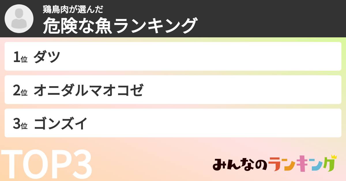 鶏鳥肉さんの「危険な魚ランキング」