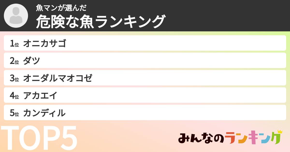 魚マンさんの「危険な魚ランキング」