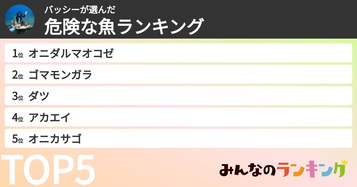 バッシーさんの「危険な魚ランキング」