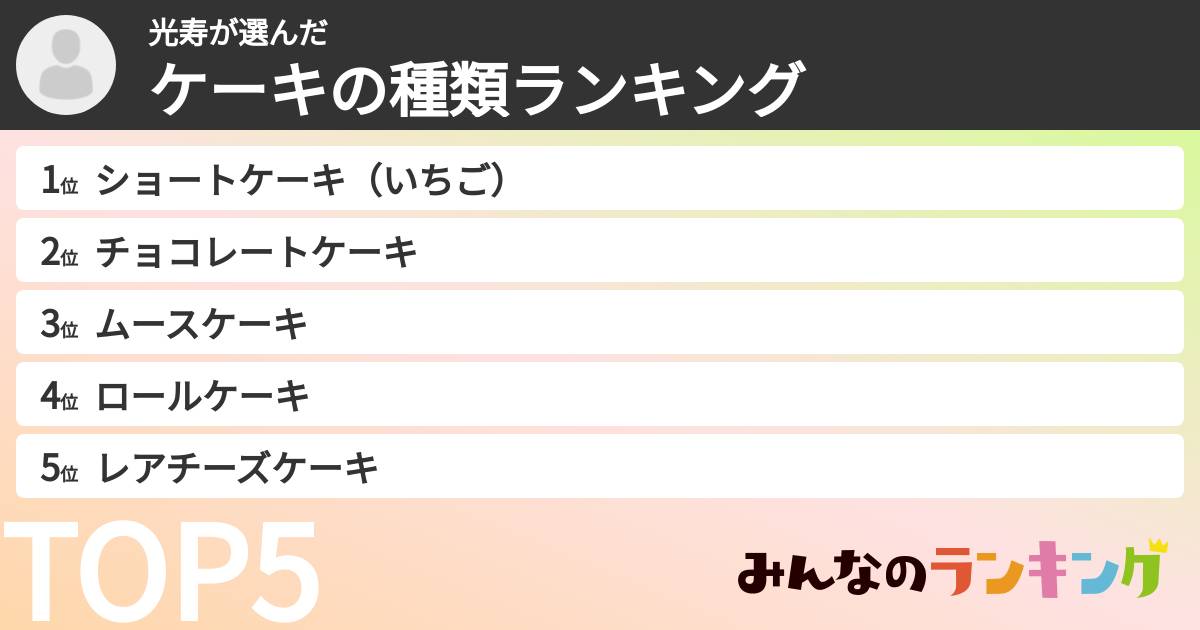 光寿さんの「ケーキの種類ランキング」