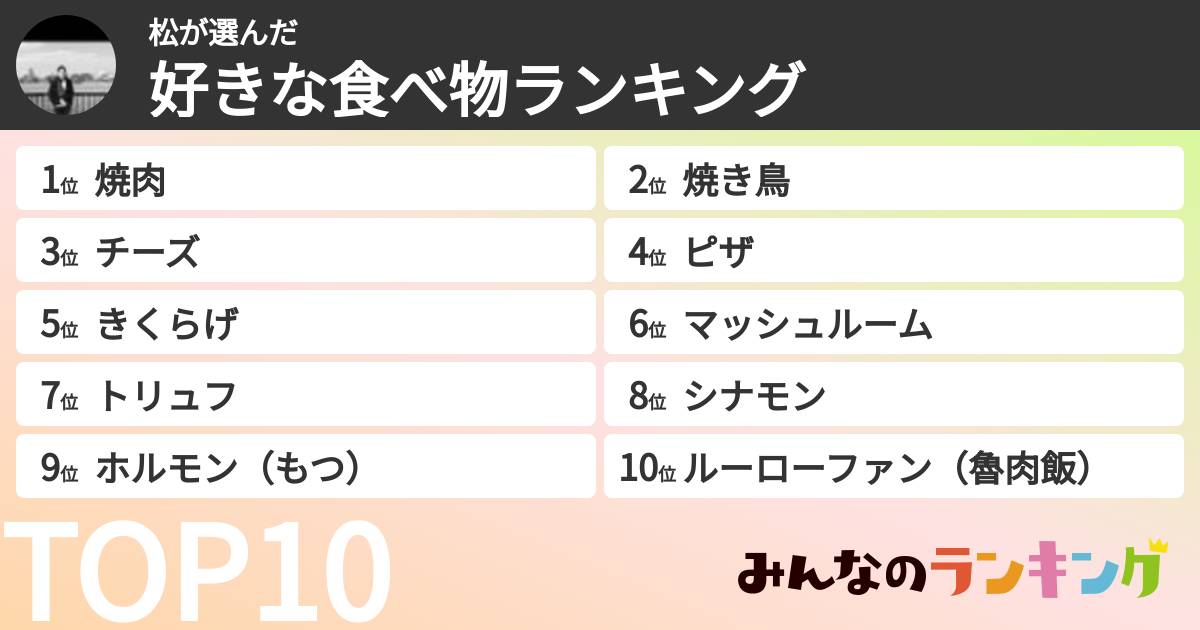 松さんの「好きな食べ物ランキング」
