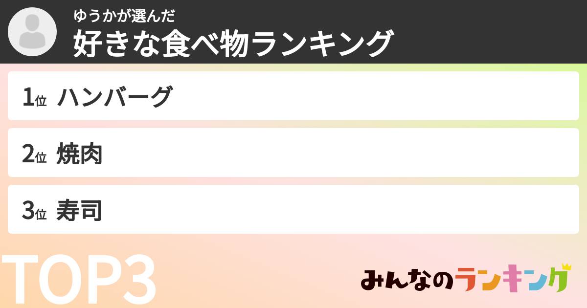 ゆうかさんの「好きな食べ物ランキング」