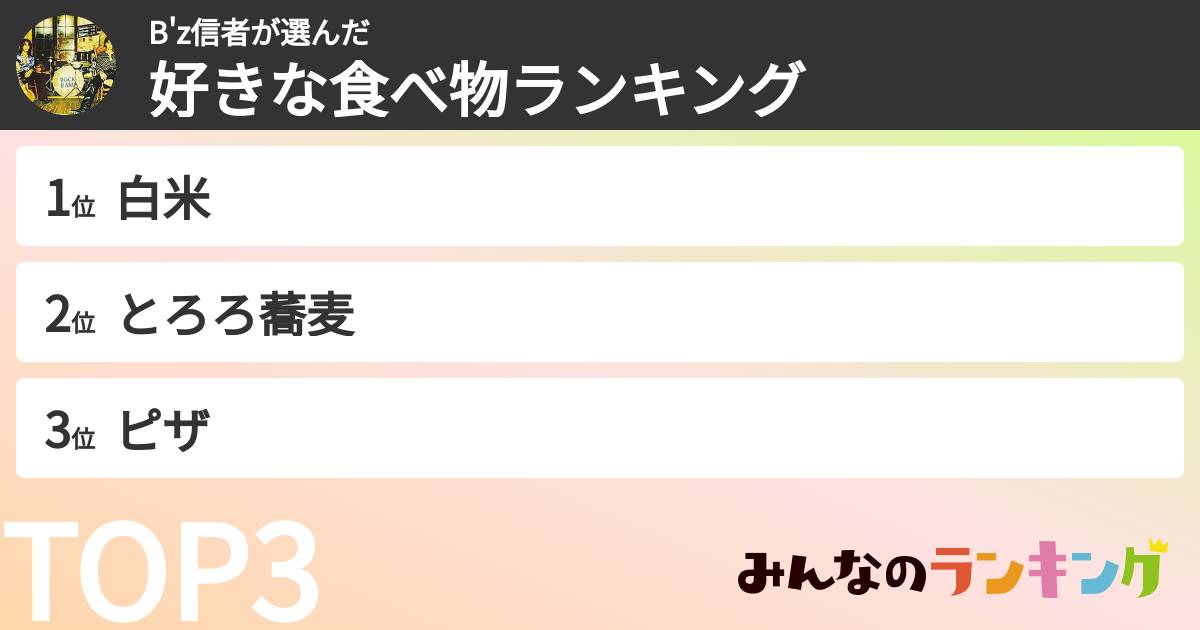 B'z信者さんの「好きな食べ物ランキング」