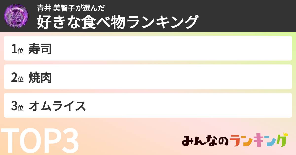青井 美智子さんの「好きな食べ物ランキング」