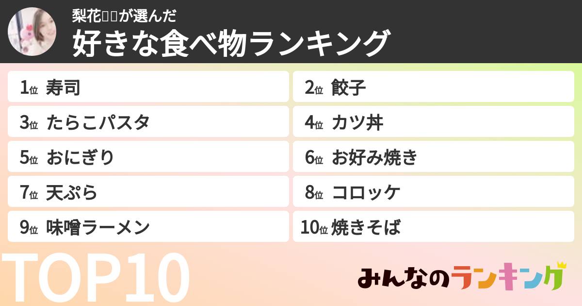 梨花🥞🐼さんの「好きな食べ物ランキング」