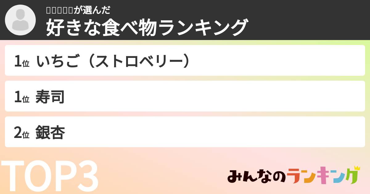 🤩🤩🤩🤩🤩さんの「好きな食べ物ランキング」