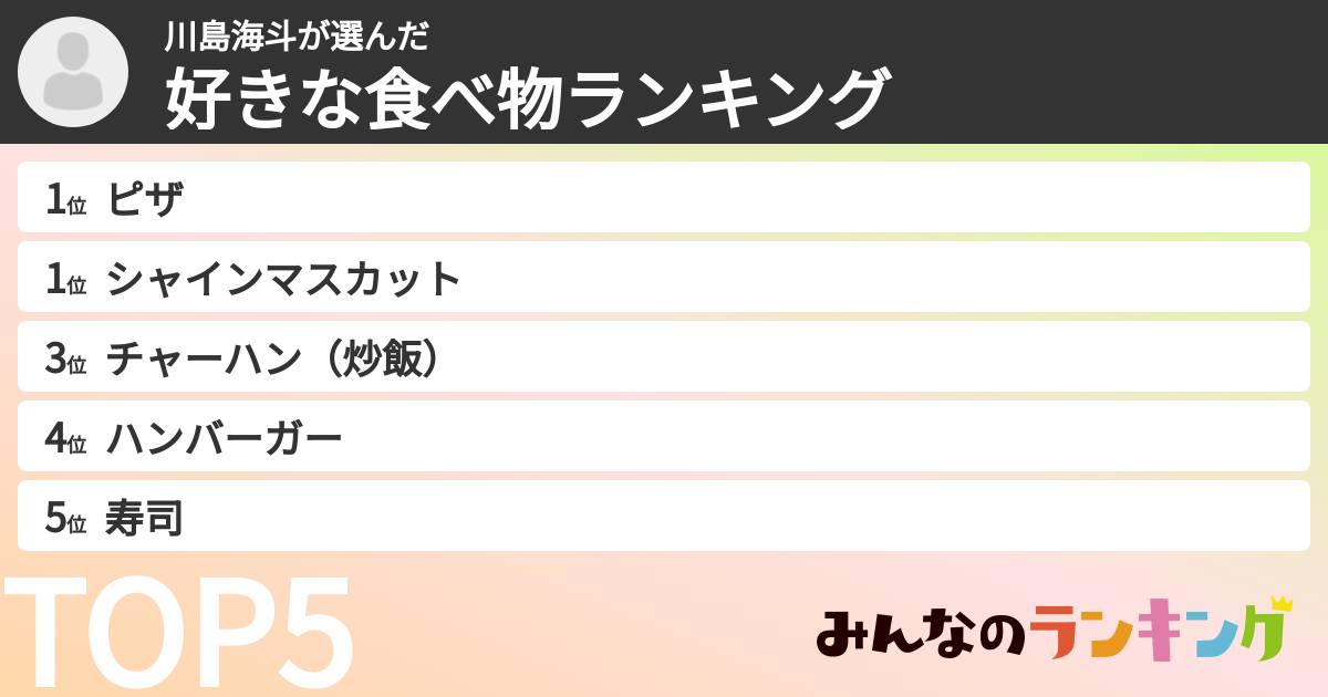 川島海斗さんの「好きな食べ物ランキング」