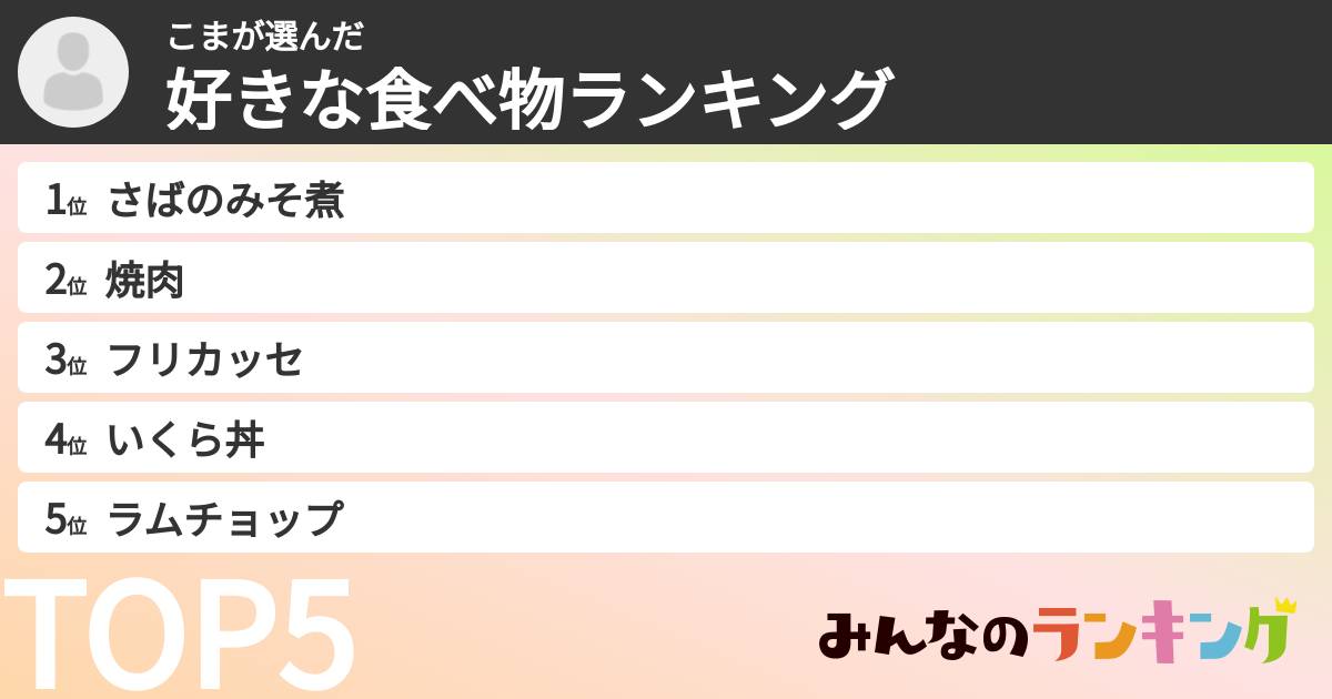 こまさんの「好きな食べ物ランキング」