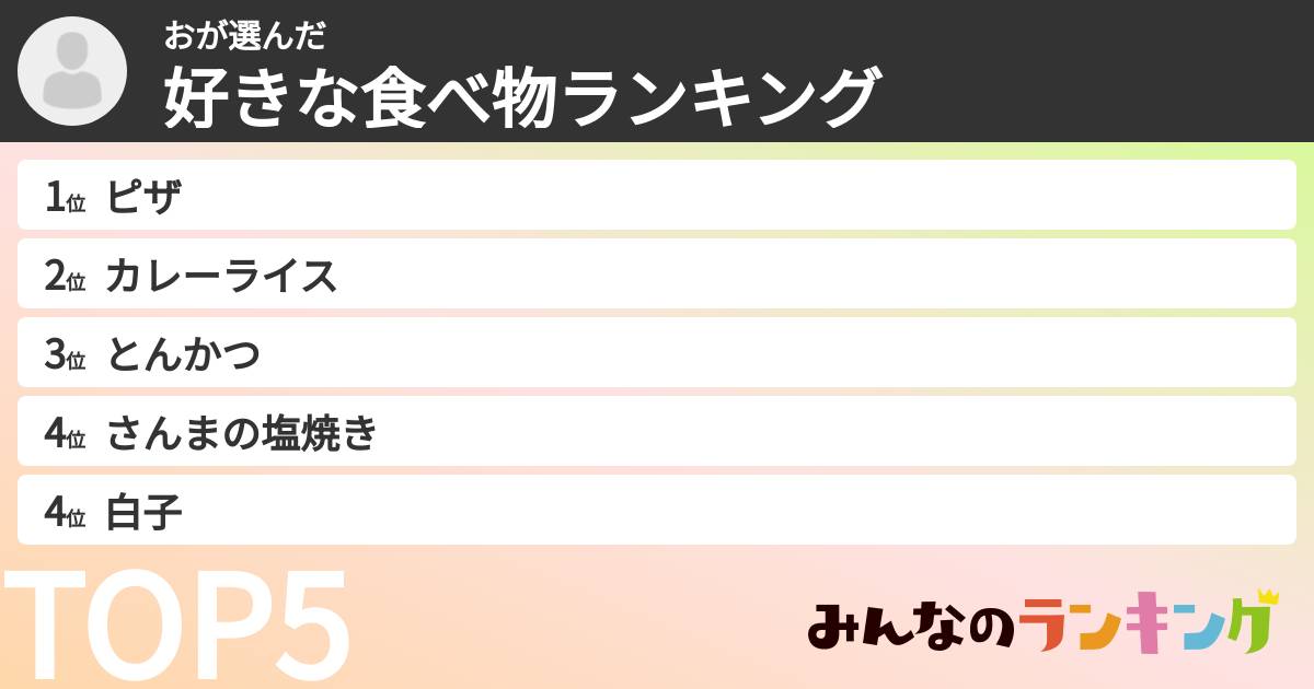 おさんの「好きな食べ物ランキング」