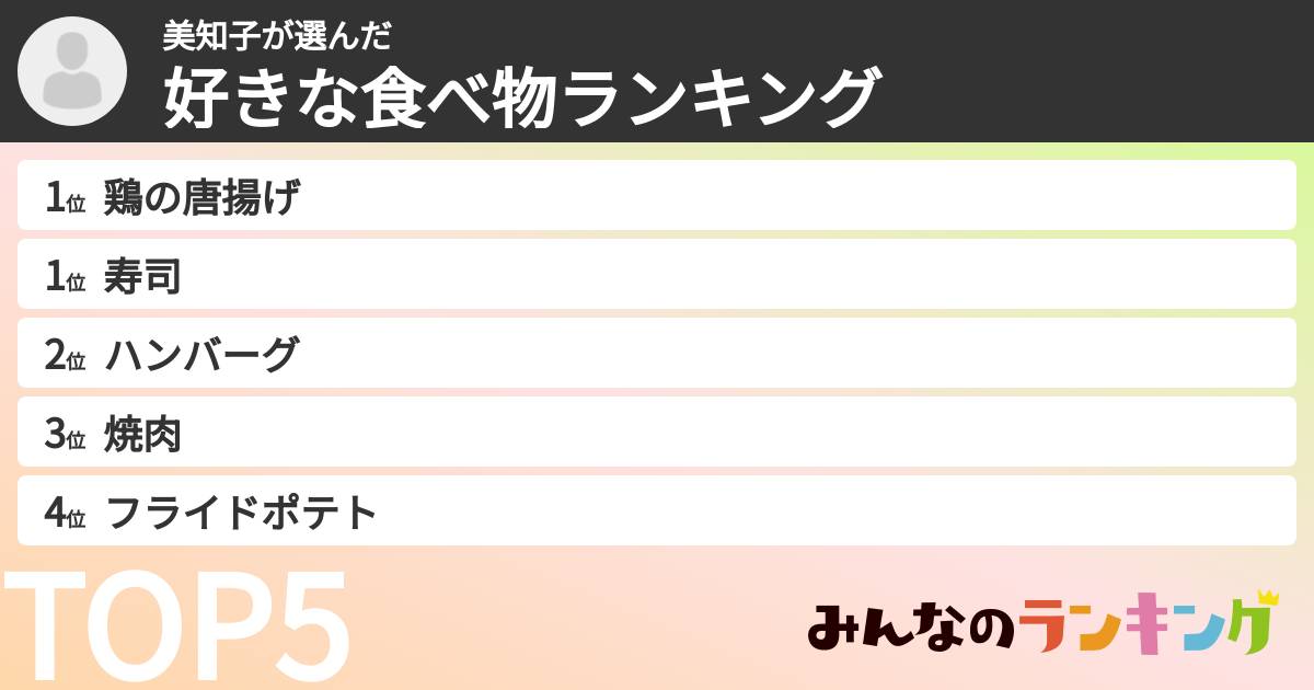 美知子さんの「好きな食べ物ランキング」