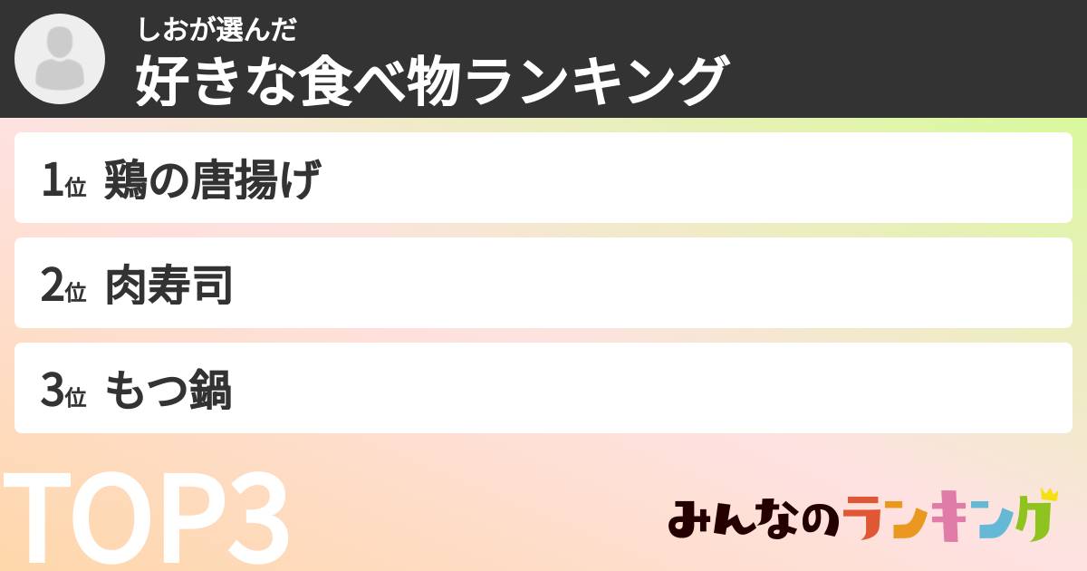 しおさんの「好きな食べ物ランキング」
