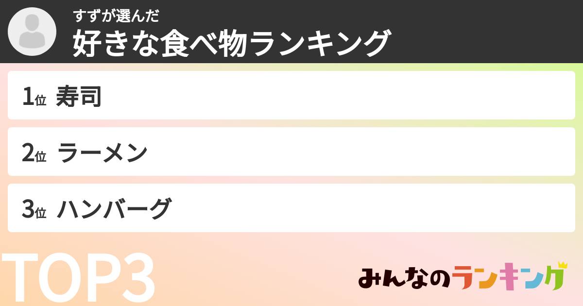 すずさんの「好きな食べ物ランキング」