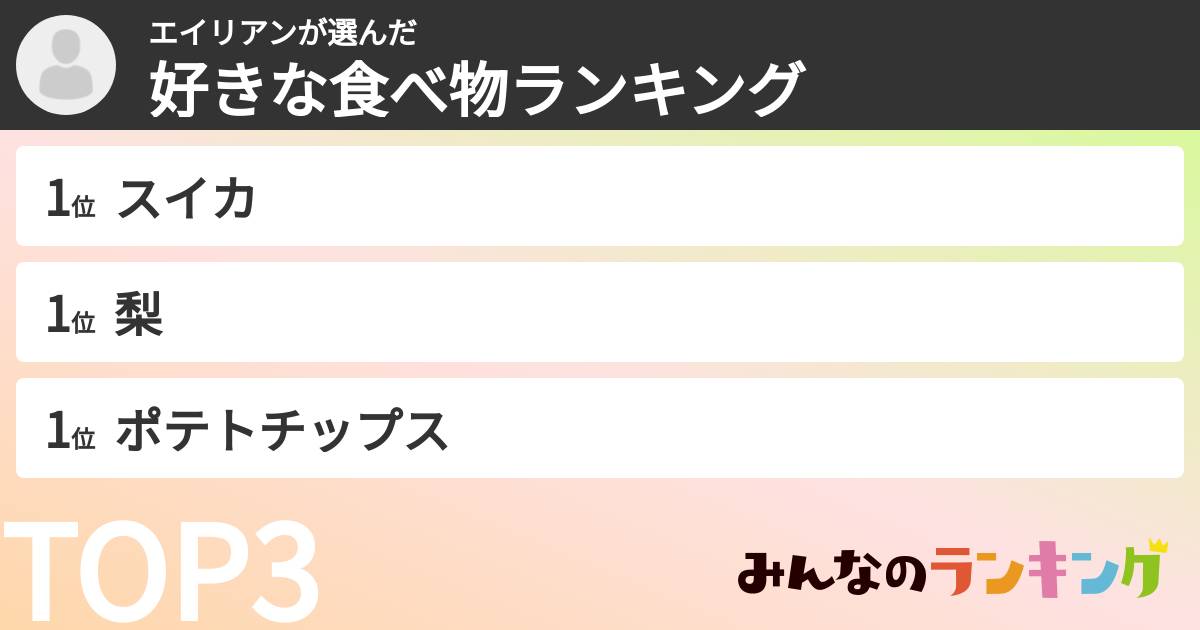 エイリアンさんの「好きな食べ物ランキング」