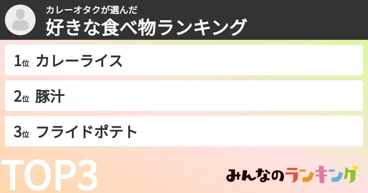 カレーオタクさんの「好きな食べ物ランキング」