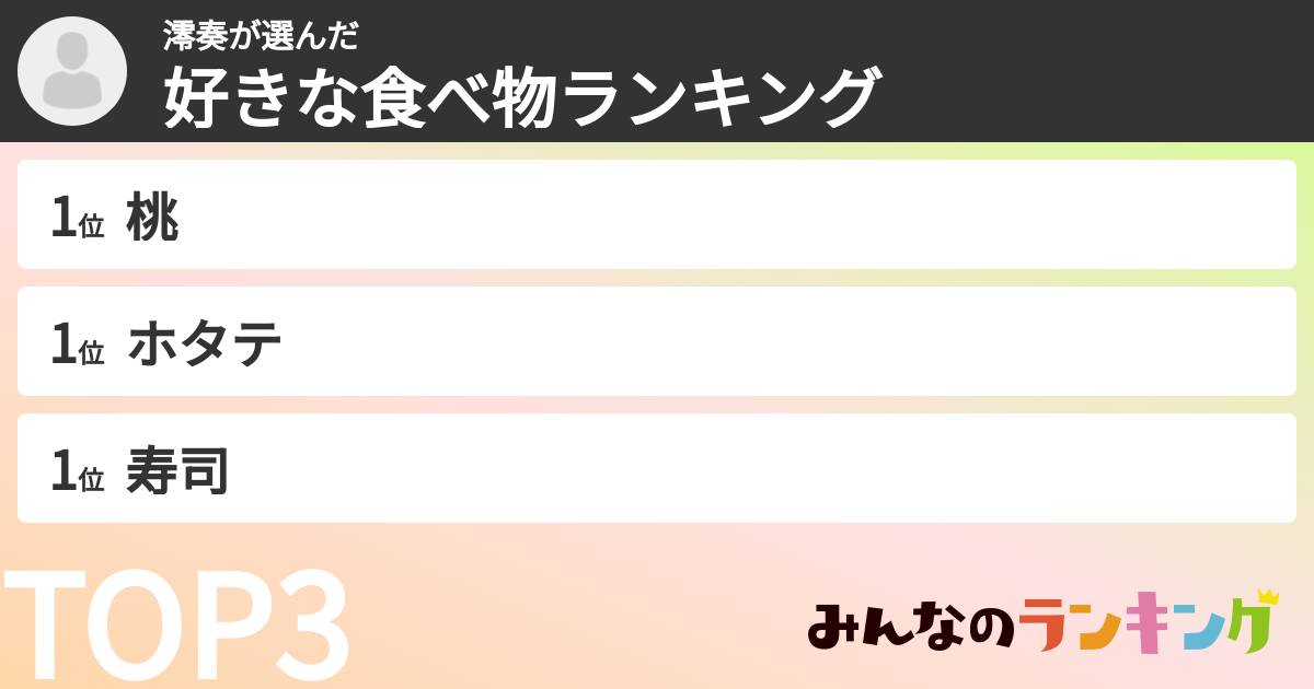 澪奏さんの「好きな食べ物ランキング」