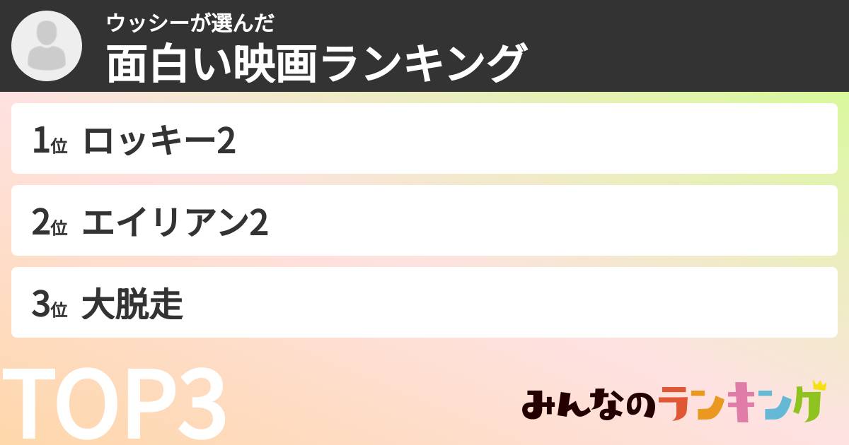 ウッシーさんの「面白い映画ランキング」