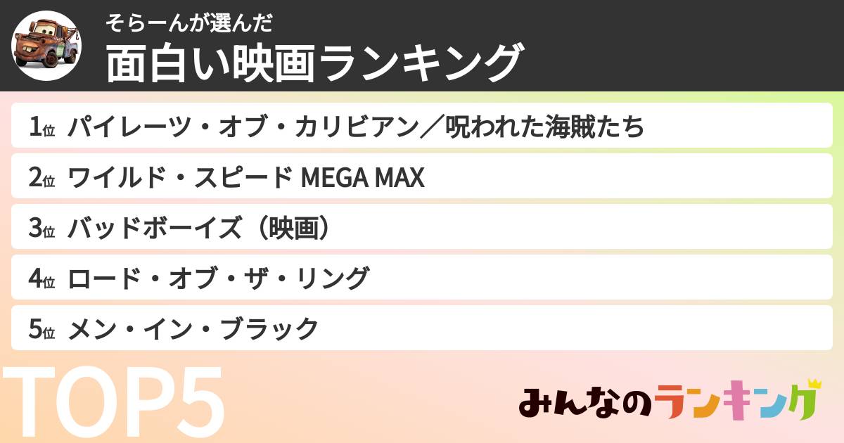 そらーんさんの「面白い映画ランキング」