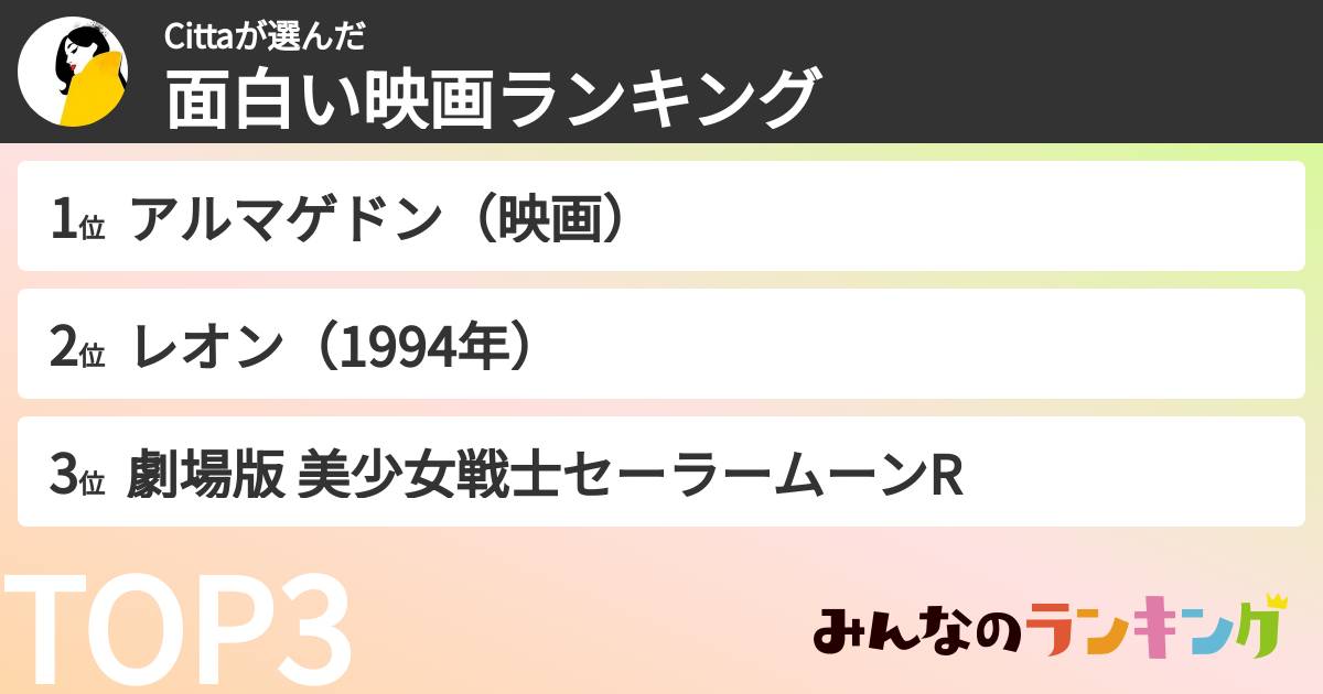 Cittaさんの「面白い映画ランキング」