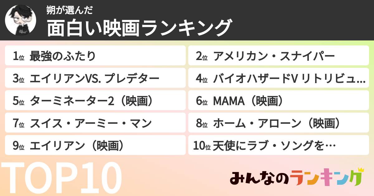 朔さんの「面白い映画ランキング」