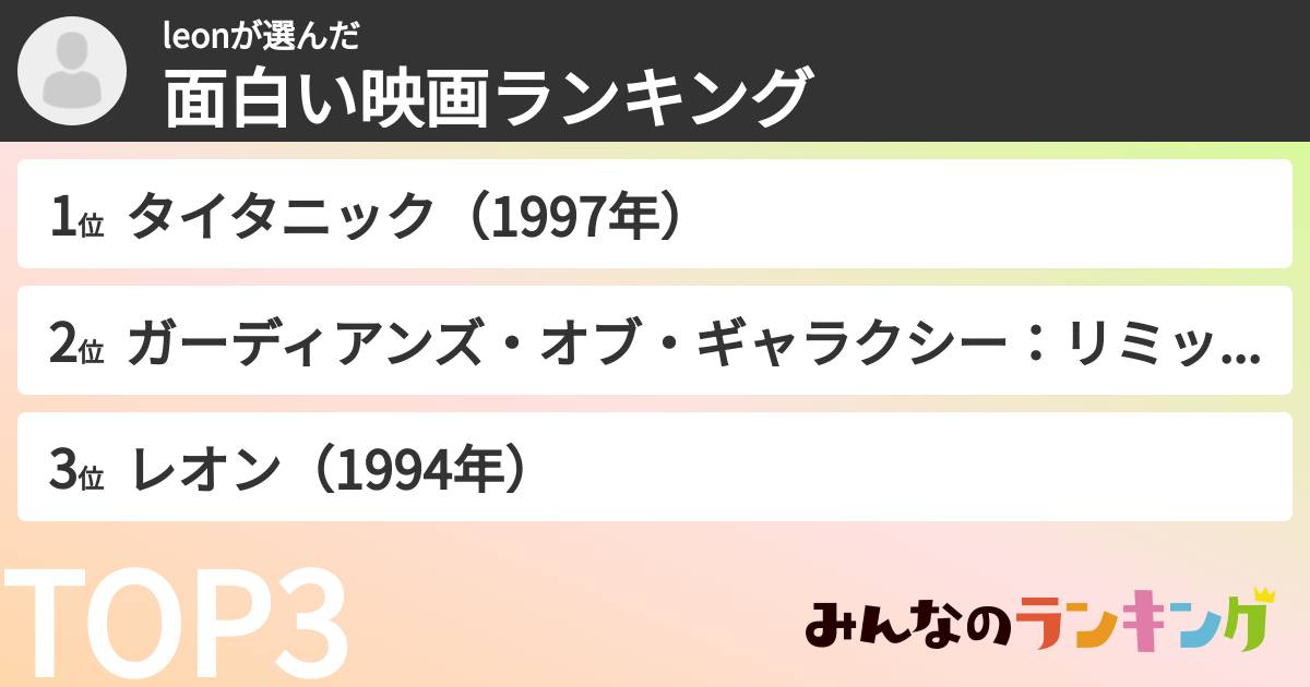 leonさんの「面白い映画ランキング」