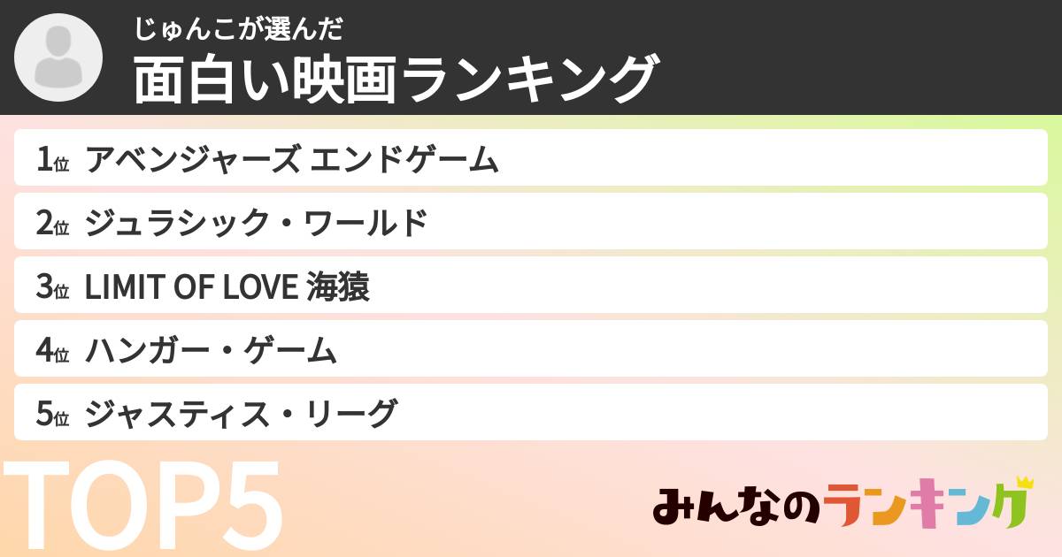 じゅんこさんの「面白い映画ランキング」