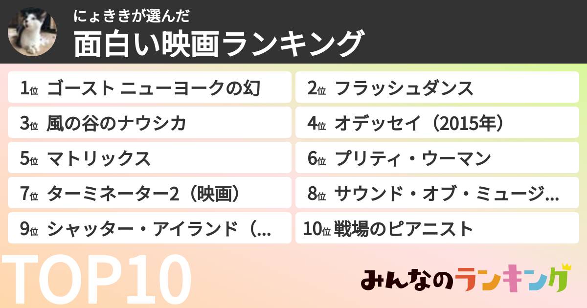 にょききさんの「面白い映画ランキング」