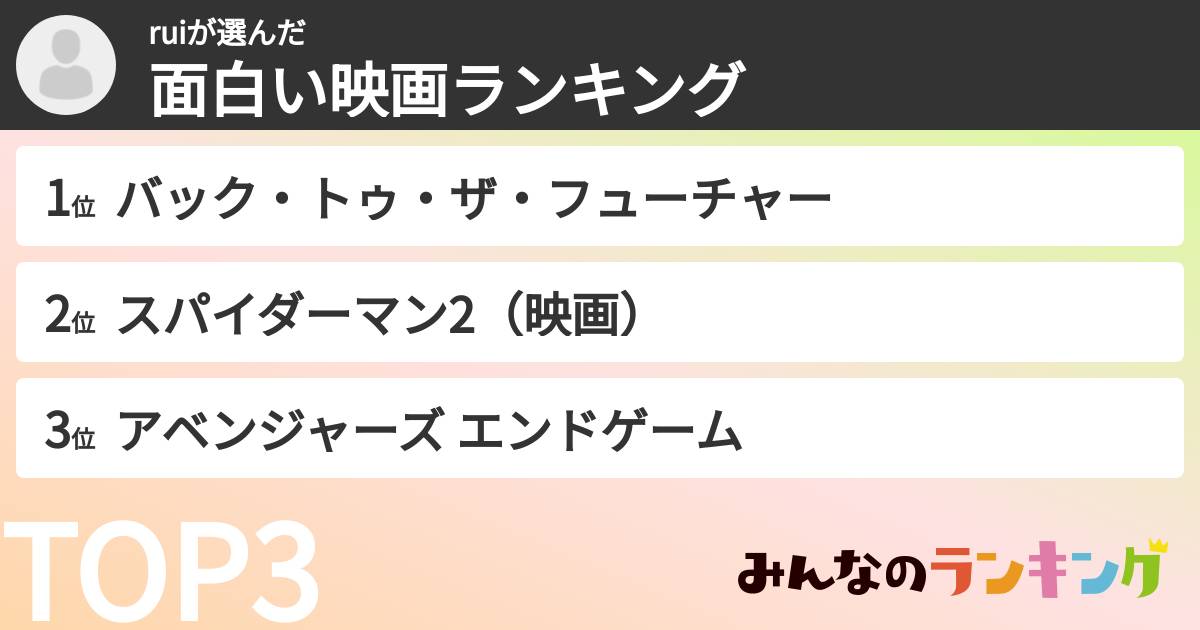 ruiさんの「面白い映画ランキング」