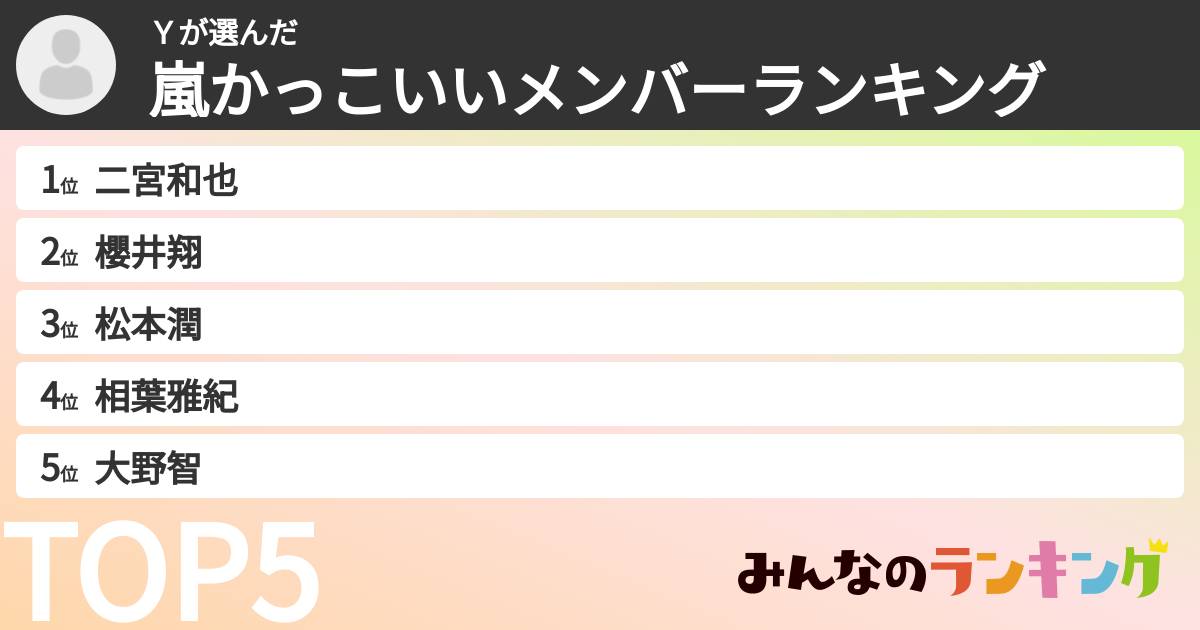 Ｙさんの「嵐かっこいいメンバーランキング」