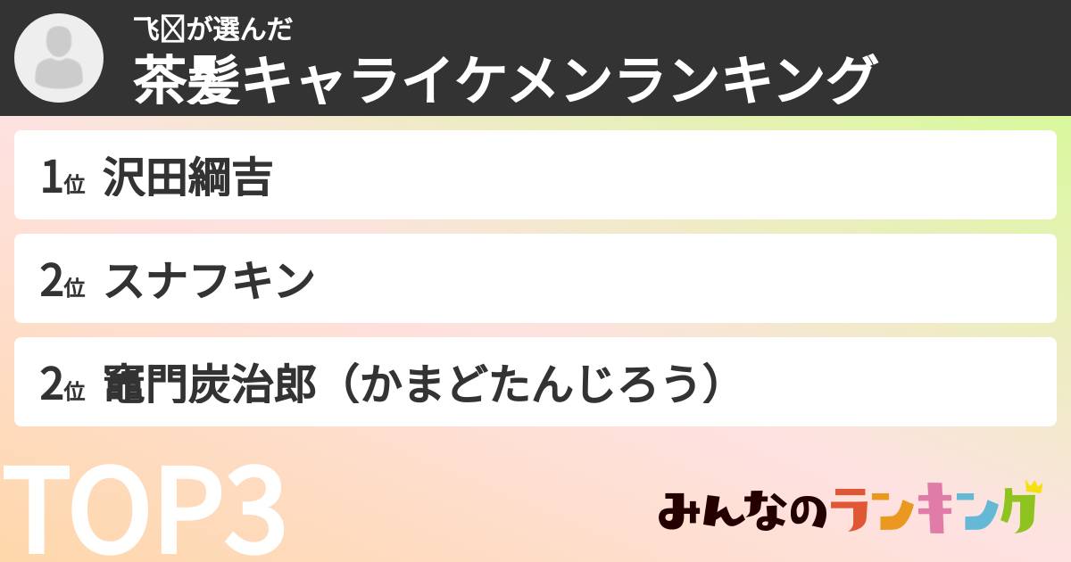 飞鹰さんの「茶髪キャライケメンランキング」