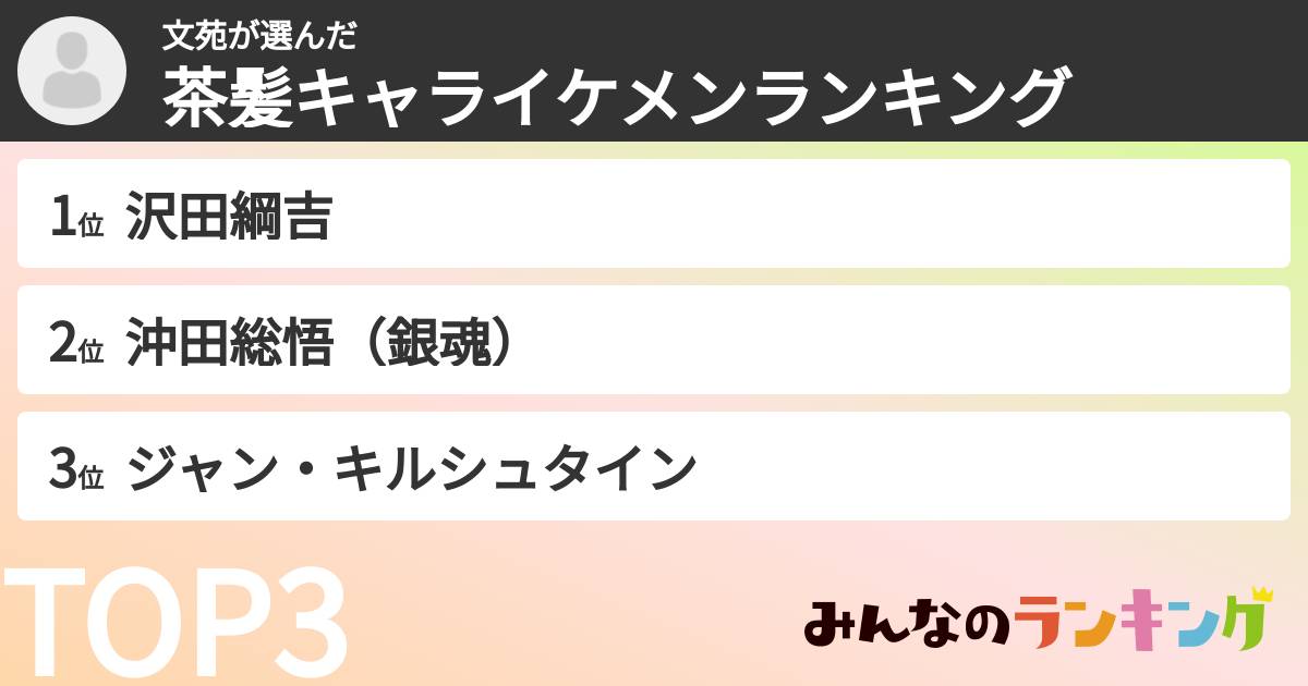文苑さんの「茶髪キャライケメンランキング」