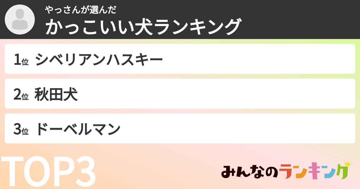 やっさんさんの「かっこいい犬ランキング」