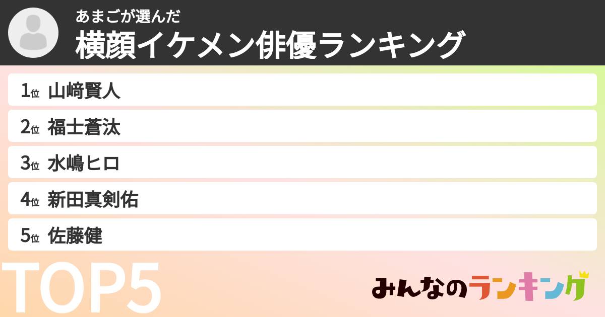 あまごさんの「横顔イケメン俳優ランキング」